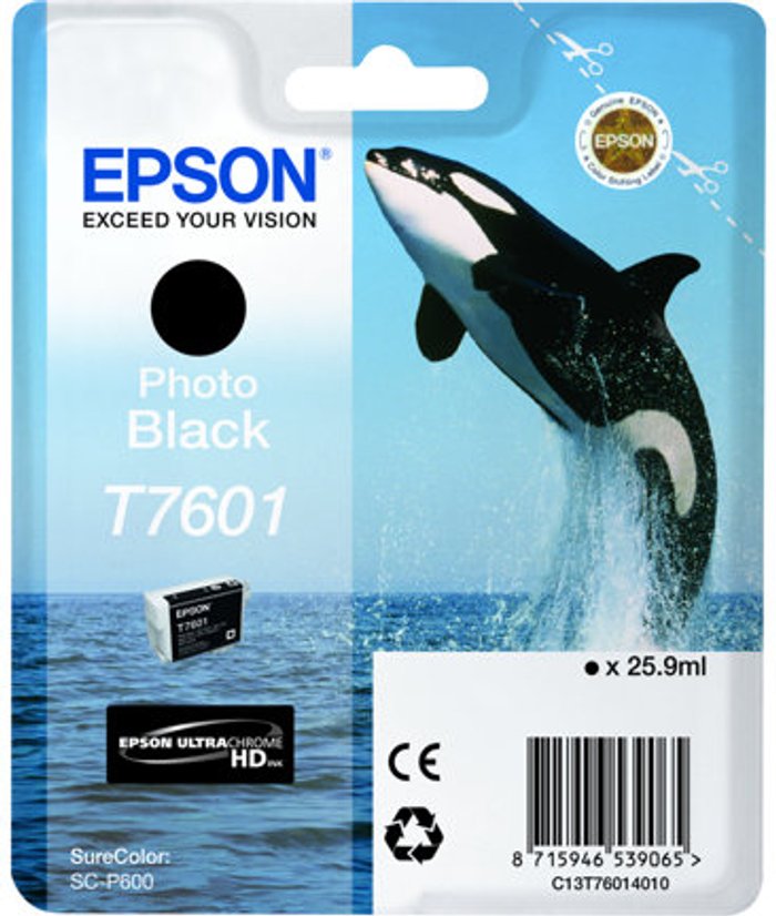 Currys Business | Epson Epson T7601 Ink Cartridge Ultra Chrome HD Killer Whale Photo Black C13T76014010 Epson Epson T7601 Ink Cartridge Ultra Chrome HD Killer Whale Photo Black C13T76014010