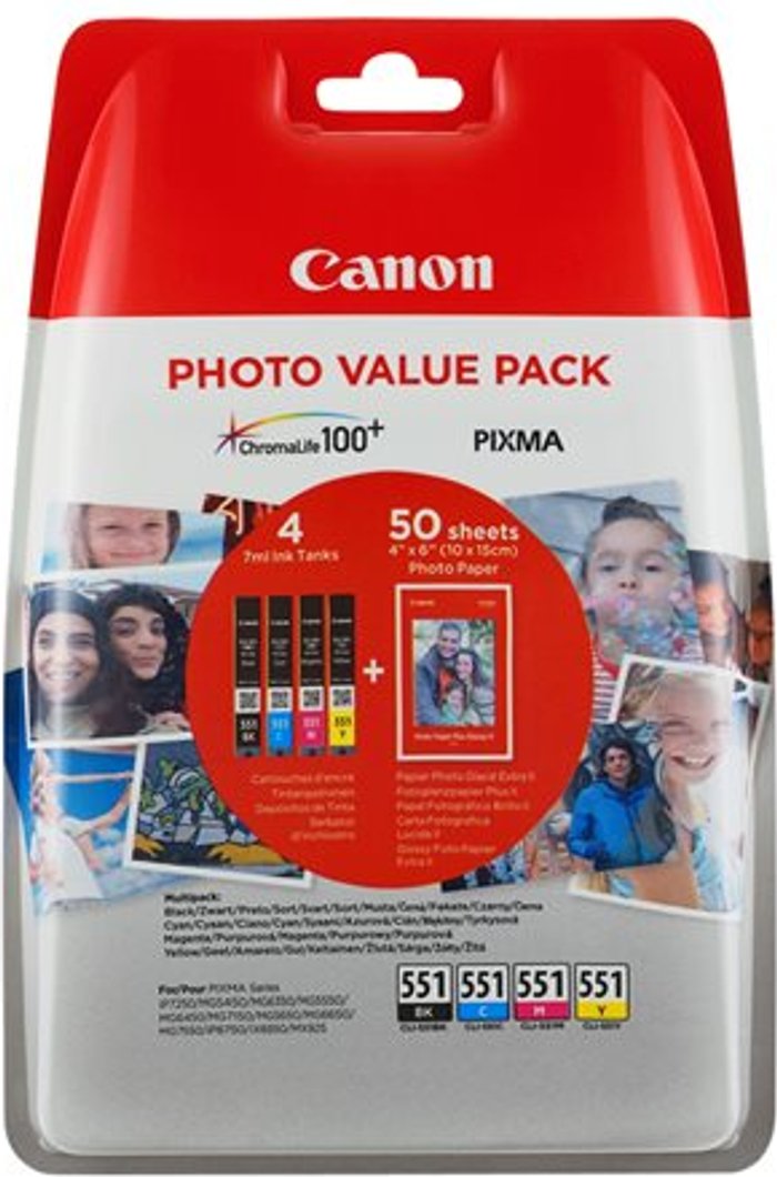 Currys Business | Canon Canon CLI-551 CMYK Ink Cartridges Multipack 6508B005 Canon Canon CLI-551 CMYK Ink Cartridges Multipack 6508B005