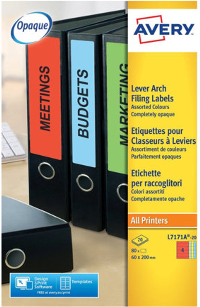 Currys Business | Avery Avery Lever Arch Spine Labels - labels - 20 pcs. - 60 x 200 mm Avery Avery Lever Arch Spine Labels - labels - 20 pcs. - 60 x 200 mm