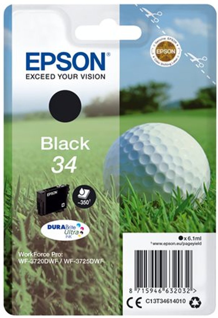 Currys Business | Epson EPSON 34 Golf Ball Black Ink Cartridge Epson EPSON 34 Golf Ball Black Ink Cartridge