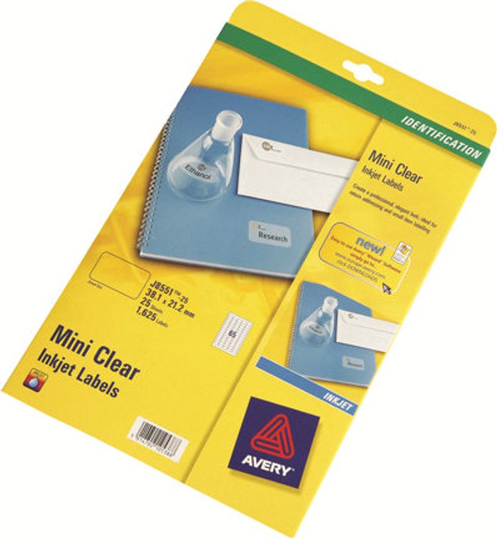 Currys Business | Avery Avery Clear Mini Label - labels - 1625 pcs. - 21.2 x 38.1 mm Avery Avery Clear Mini Label - labels - 1625 pcs. - 21.2 x 38.1 mm