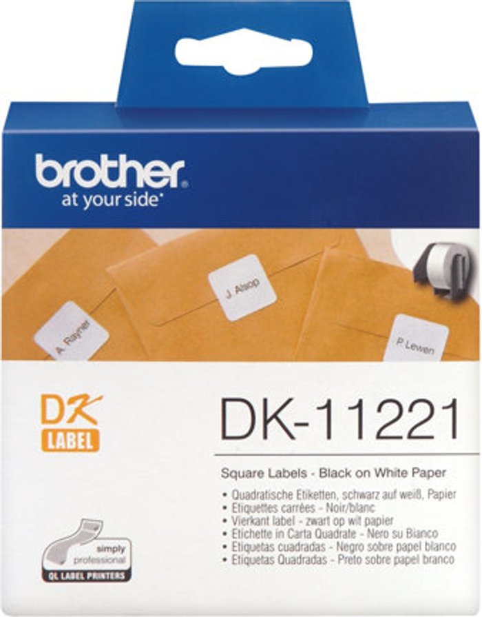 Currys Business | P-Touch Brother Label Roll 23 x 23mm Black on White DK11221 P-Touch Brother Label Roll 23 x 23mm Black on White DK11221