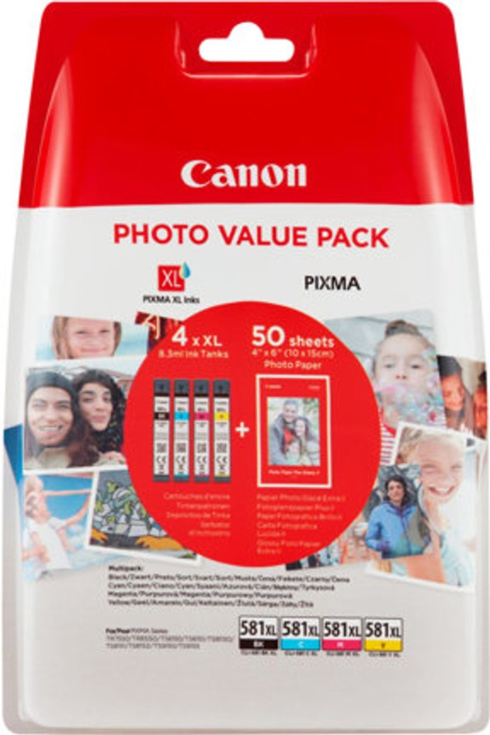 Currys Business | Canon Canon CLI-581XL CMYK Photo Cartridges Pack 2052C004 Canon Canon CLI-581XL CMYK Photo Cartridges Pack 2052C004