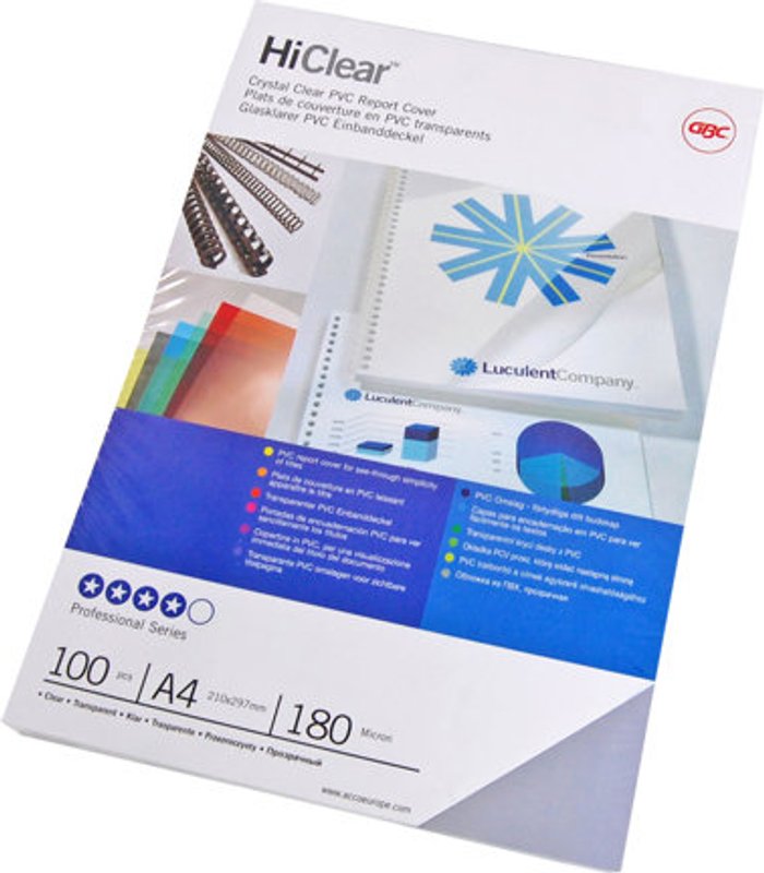 Currys Business | GBC GBC HiClear A4 Binding Cover 200 Micron Super Clear (Pack of 100) CE012080E GBC GBC HiClear A4 Binding Cover 200 Micron Super Clear (Pack of 100) CE012080E