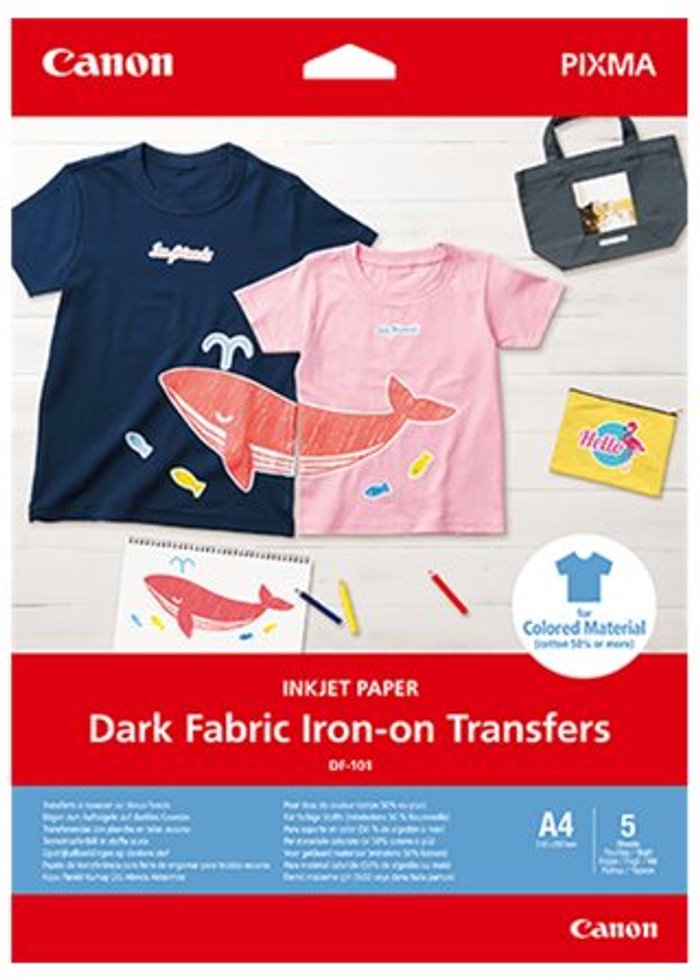 Currys Business | Canon Canon Dark Fabric DF-101 - iron-on transfers - 5 sheet(s) - A4 - 160 g/m² Canon Canon Dark Fabric DF-101 - iron-on transfers - 5 sheet(s) - A4 - 160 g/m²