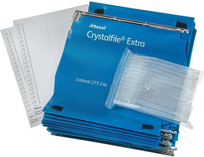 Currys Business | ACCO-REXEL Rexel Crystalfile Extra - hanging file - capacity: 500 sheets - tabbed - blue (pack of 25) ACCO-REXEL Rexel Crystalfile Extra - hanging file - capacity: 500 sheets - tabbed - blue (pack of 25)