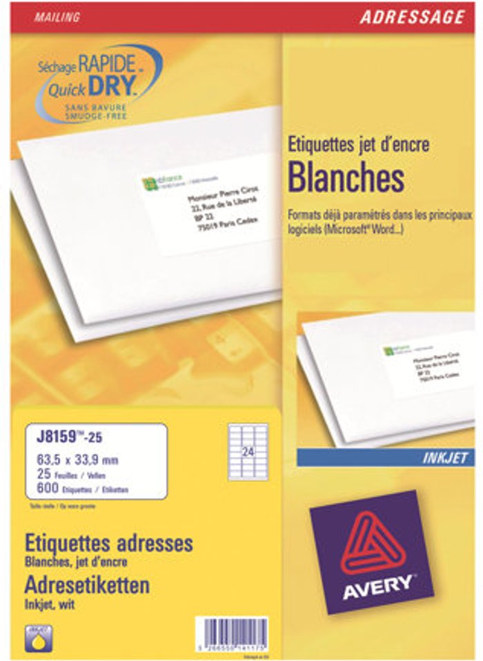 Currys Business | Avery Avery - address labels - 600 pcs. - 33.9 x 64 mm Avery Avery - address labels - 600 pcs. - 33.9 x 64 mm