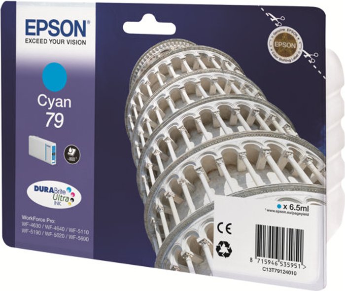 Currys Business | Epson Epson 79 Cyan Inkjet Cartridge C13T79124010 / T7912 Epson Epson 79 Cyan Inkjet Cartridge C13T79124010 / T7912
