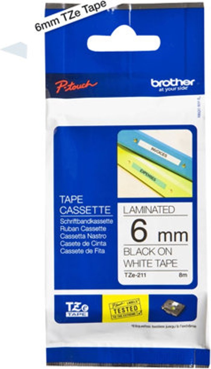 Currys Business | Brother Brother TZe-211 - laminated tape - 1 cassette(s) - Roll (0.6 cm x 8 m) Brother Brother TZe-211 - laminated tape - 1 cassette(s) - Roll (0.6 cm x 8 m)