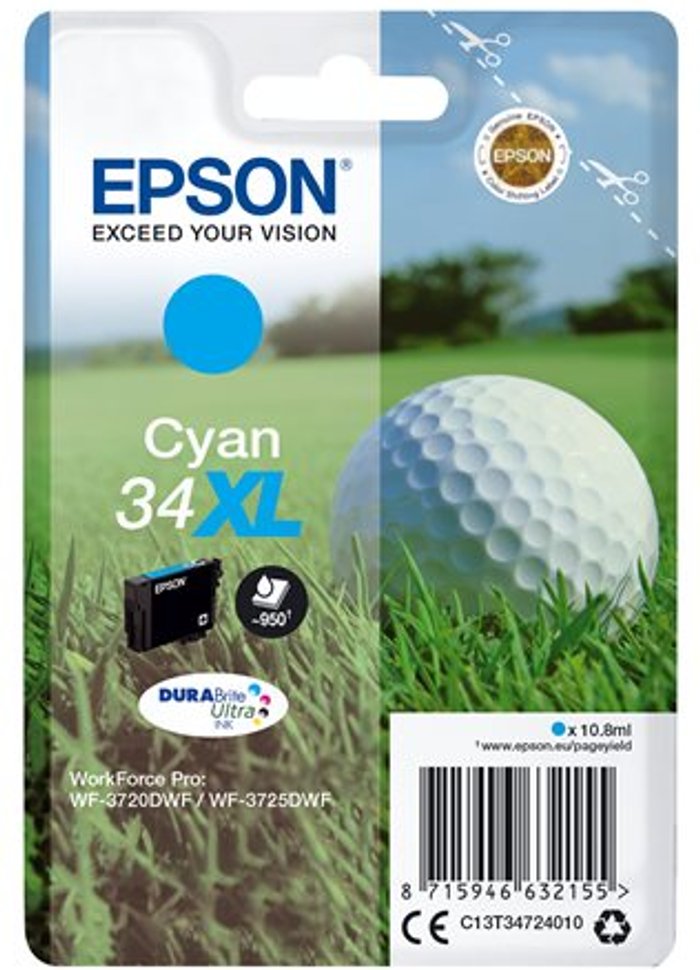 Currys Business | Epson Epson 34XL - XL - cyan - original - ink cartridge Epson Epson 34XL - XL - cyan - original - ink cartridge