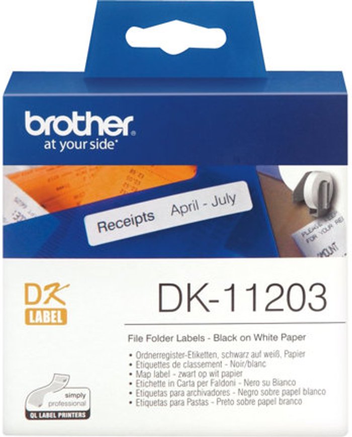 Currys Business | Brother Brother DK-11203 - file folder labels - 300 label(s) - 17 x 87 mm Brother Brother DK-11203 - file folder labels - 300 label(s) - 17 x 87 mm