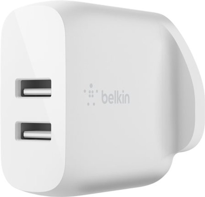Currys Business | Belkin BELKIN Dual USB-A 24 W Mains Charger - White Belkin BELKIN Dual USB-A 24 W Mains Charger - White