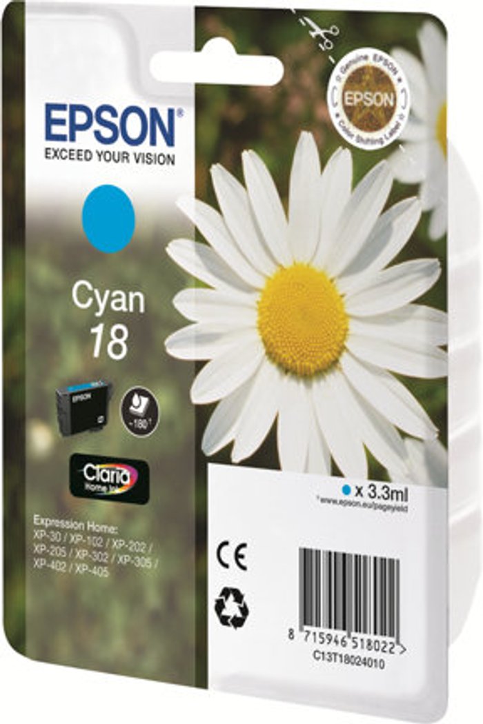 Currys Business | Epson Epson 18 - cyan - original - ink cartridge Epson Epson 18 - cyan - original - ink cartridge