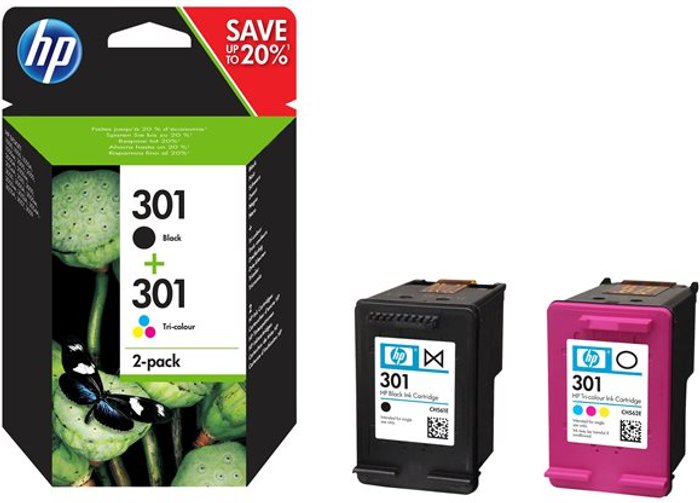 Currys Business | HP HP 301 Black & Tri-colour Ink Cartridges - Twin Pack HP HP 301 Black & Tri-colour Ink Cartridges - Twin Pack