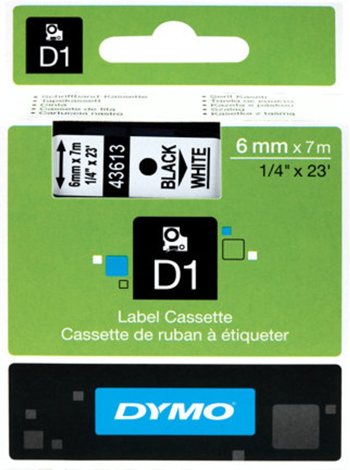 Currys Business | Dymo DYMO D1 - label tape - 1 cassette(s) - Roll (0.6cm x 7m) Dymo DYMO D1 - label tape - 1 cassette(s) - Roll (0.6cm x 7m)