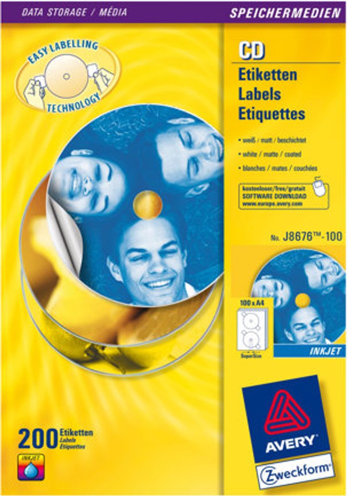 Currys Business | Avery Avery CD/DVD Labels - CD/DVD labels - 200 label(s) - 117 mm round Avery Avery CD/DVD Labels - CD/DVD labels - 200 label(s) - 117 mm round