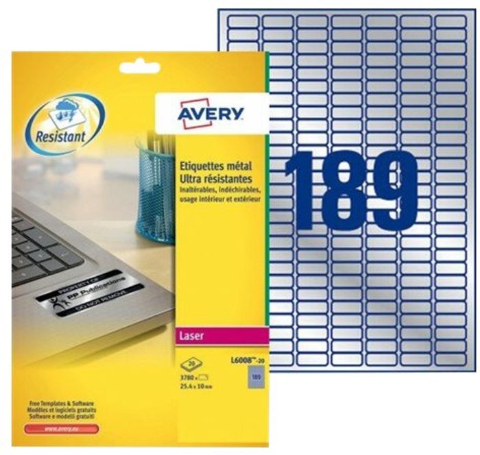 Currys Business | Avery Avery Heavy Duty Laser Labels - labels - 3780 pcs. - 10 x 25.4 mm Avery Avery Heavy Duty Laser Labels - labels - 3780 pcs. - 10 x 25.4 mm