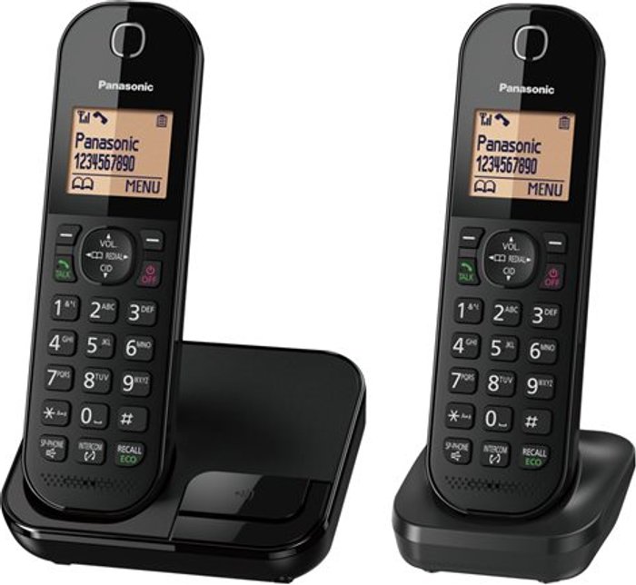 Currys Business | Panasonic PANASONIC KX-TGC412EB Cordless Phone - Twin Handsets Panasonic PANASONIC KX-TGC412EB Cordless Phone - Twin Handsets