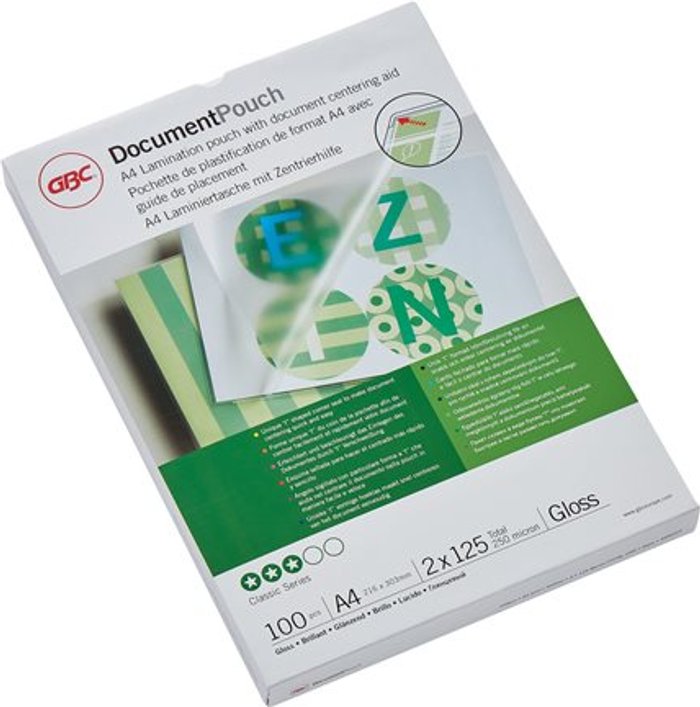 Currys Business | ACCO-REXEL GBC Document Laminating Pouch - 100-pack - glossy - 216 x 303 mm - lamination pouches ACCO-REXEL GBC Document Laminating Pouch - 100-pack - glossy - 216 x 303 mm - lamination pouches