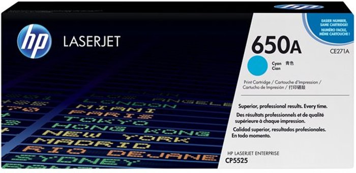 Currys Business | HP HP 650A - cyan - original - LaserJet - toner cartridge (CE271A) HP HP 650A - cyan - original - LaserJet - toner cartridge (CE271A)