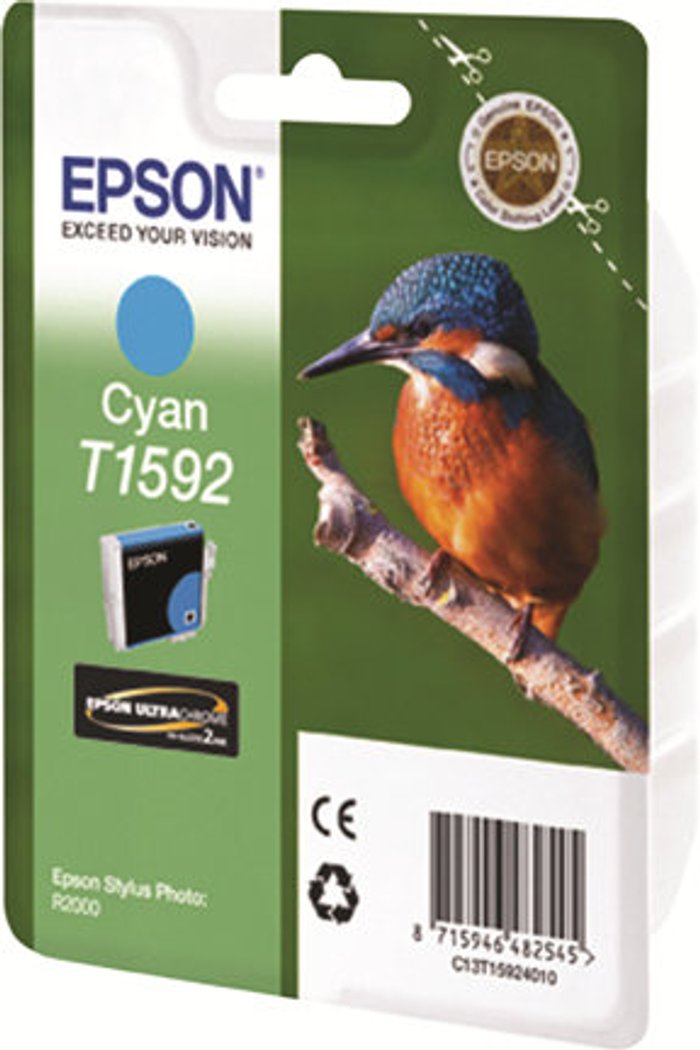 Currys Business | Epson Epson T1592 Ink Cartridge Ultra Chrome 2 Kingfisher Cyan C13T15924010 Epson Epson T1592 Ink Cartridge Ultra Chrome 2 Kingfisher Cyan C13T15924010