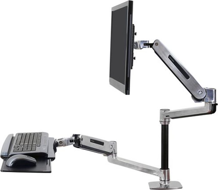 Currys Business | Ergotron Ergotron WorkFit-LX - standing desk converter - polished aluminium Ergotron Ergotron WorkFit-LX - standing desk converter - polished aluminium