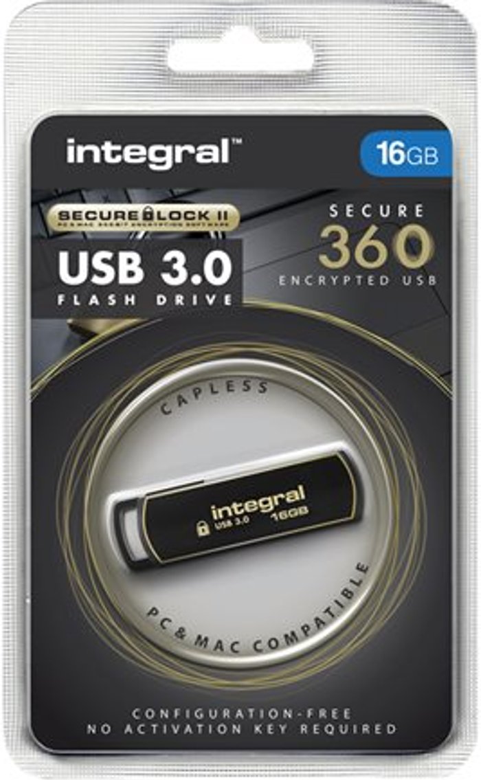 Currys Business | Integral Integral Secure 360 Encrypted USB 3.0 16GB Flash Drive INFD16GB360SEC3.0 Integral Integral Secure 360 Encrypted USB 3.0 16GB Flash Drive INFD16GB360SEC3.0