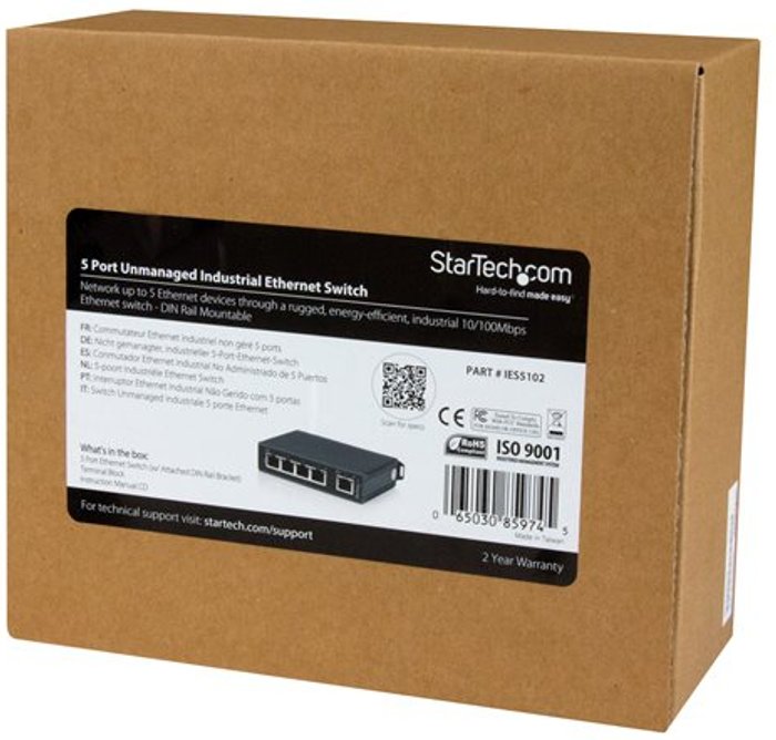 Currys Business | Startech StarTech.com 5-Port Ethernet Switch - 10/100Mbps Industrial Networking Solution - IP30-rated Energy Efficient Internet Switch (IES5102) - switch - 5 ports - unm Startech StarTech.com 5-Port Ethernet Switch - 10/100Mbps Industrial Networking Solution - IP30-rated Energy Efficient Internet Switch (IES5102) - switch - 5 ports - unm