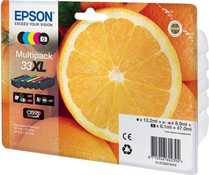 Currys Business | Epson EPSON No. 33 Oranges XL 5-Colour Ink Cartridges - Multipack Epson EPSON No. 33 Oranges XL 5-Colour Ink Cartridges - Multipack