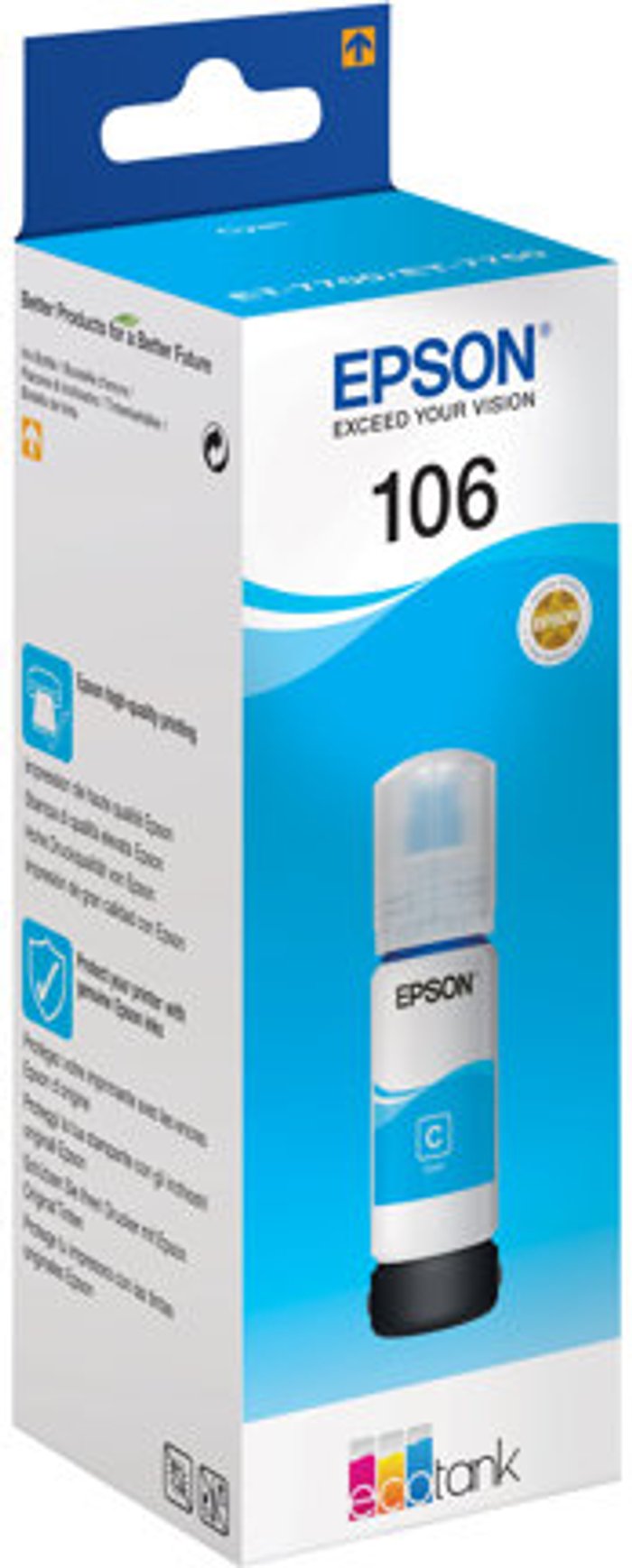 Currys Business | Epson Epson 106 Ink Bottle EcoTank Cyan C13T00R240 Epson Epson 106 Ink Bottle EcoTank Cyan C13T00R240