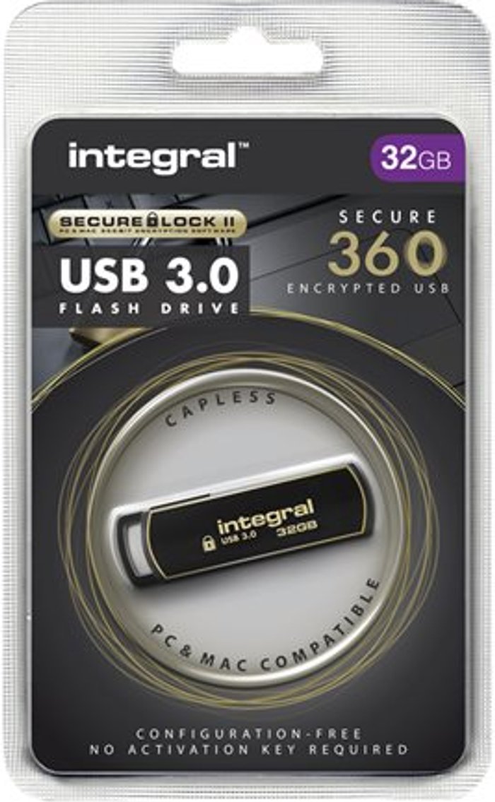 Currys Business | Integral Integral Secure 360 Encrypted USB 3.0 32GB Flash Drive INFD32GB360SEC3.0 Integral Integral Secure 360 Encrypted USB 3.0 32GB Flash Drive INFD32GB360SEC3.0