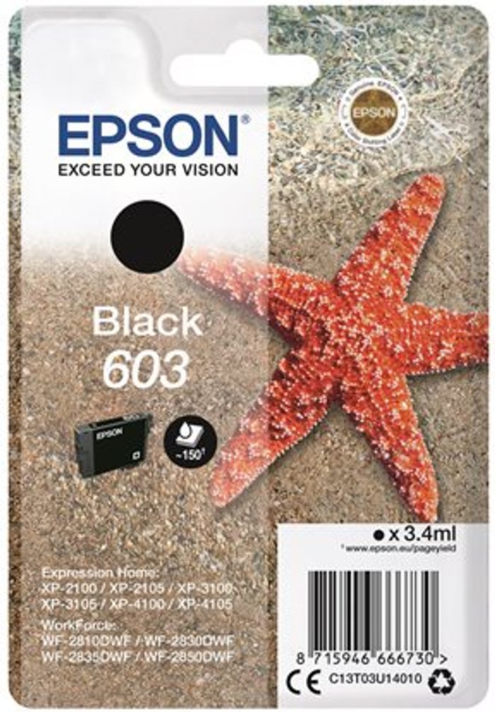 Currys Business | Epson EPSON 603 Starfish Black Ink Cartridge Epson EPSON 603 Starfish Black Ink Cartridge