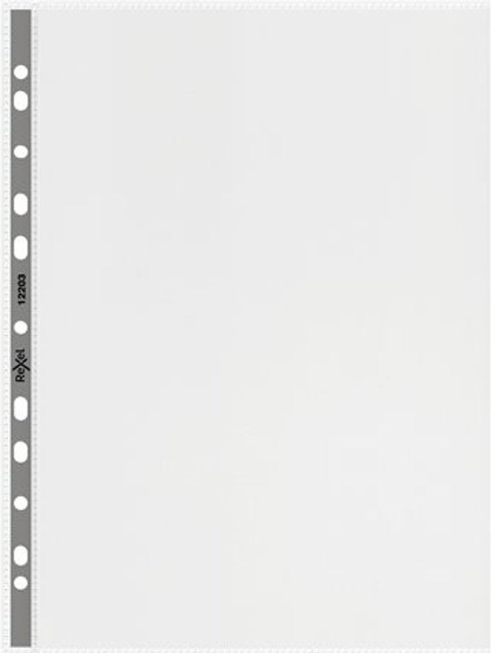 Currys Business | Rexel Rexel Nyrex Premium Left Opening Pocket A4 Grey Spine Glass Clear (Pack of 25) 12203 Rexel Rexel Nyrex Premium Left Opening Pocket A4 Grey Spine Glass Clear (Pack of 25) 12203