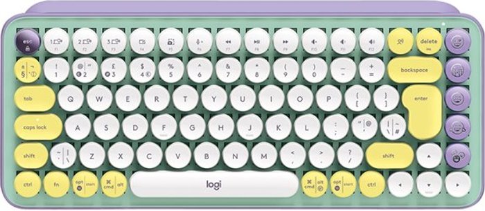 Currys Business | Logitech LOGITECH POP Keys Wireless Mechanical Keyboard - Daydream Mint, Yellow,Green,White,Purple Logitech LOGITECH POP Keys Wireless Mechanical Keyboard - Daydream Mint, Yellow,Green,White,Purple