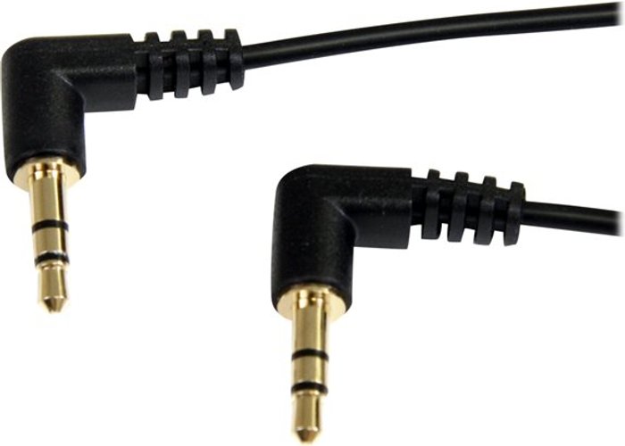 Currys Business | Startech StarTech.com 3 ft Slim 3.5mm Right Angle Stereo Audio Cable - M/M (MU3MMS2RA) - audio cable - 91 cm Startech StarTech.com 3 ft Slim 3.5mm Right Angle Stereo Audio Cable - M/M (MU3MMS2RA) - audio cable - 91 cm