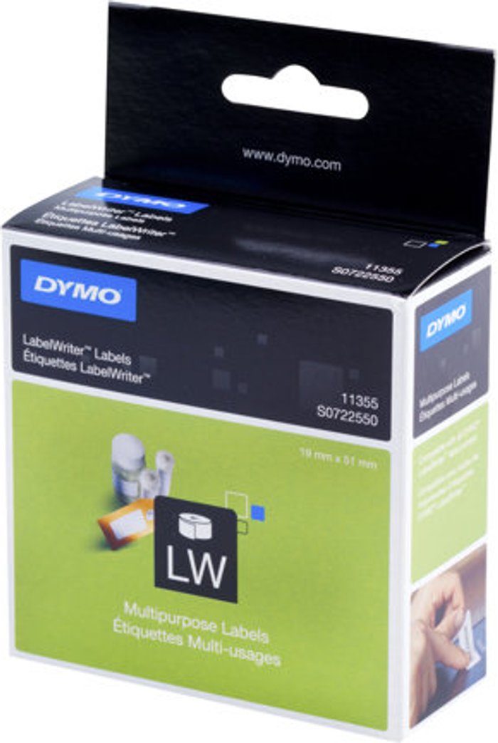 Currys Business | Dymo Dymo 11355 Multipurpose Labels 19mmx51mm White (Pack of 500) S0722550 Dymo Dymo 11355 Multipurpose Labels 19mmx51mm White (Pack of 500) S0722550