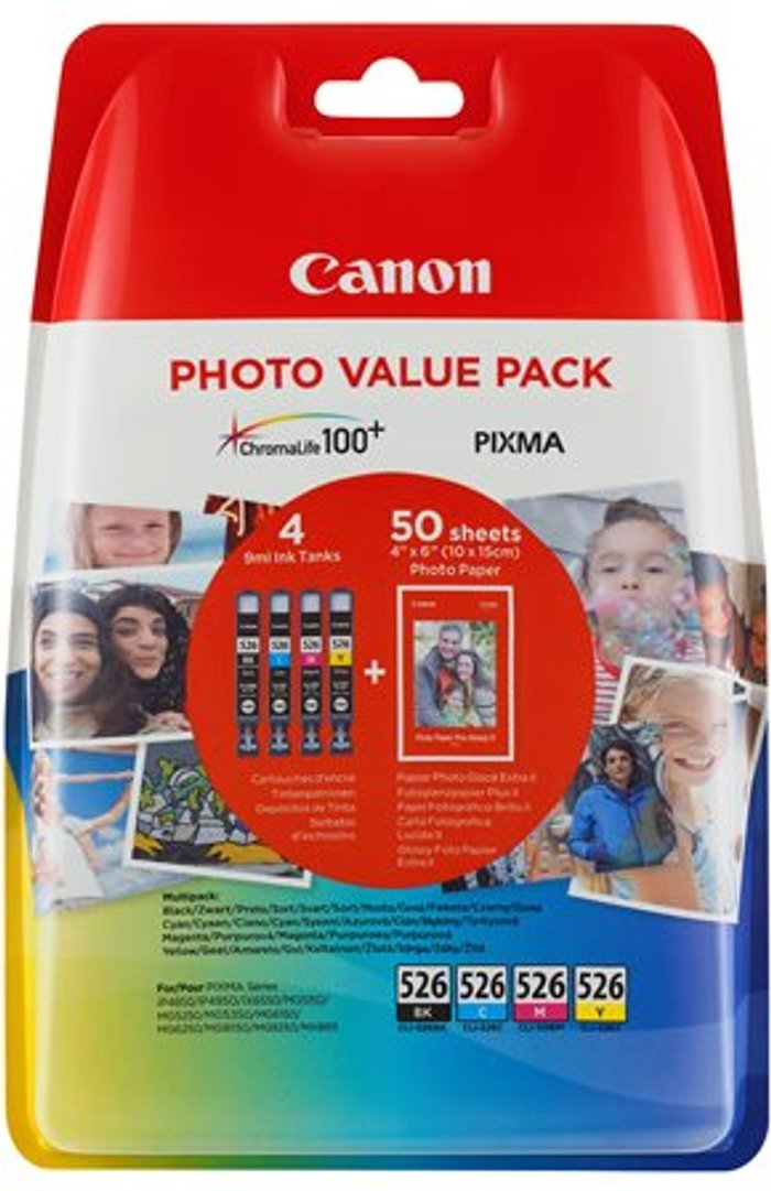Currys Business | Canon Canon CLI-526 Inkjet Cartridges (Pack of 4) 4540B017 Canon Canon CLI-526 Inkjet Cartridges (Pack of 4) 4540B017