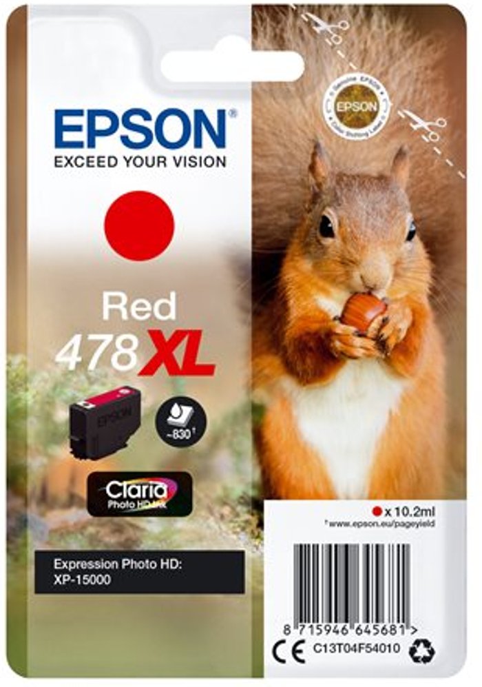 Currys Business | Epson Epson 478XL Ink Cartridge Photo HD Claria High Yield Squirrel Red C13T04F54010 Epson Epson 478XL Ink Cartridge Photo HD Claria High Yield Squirrel Red C13T04F54010