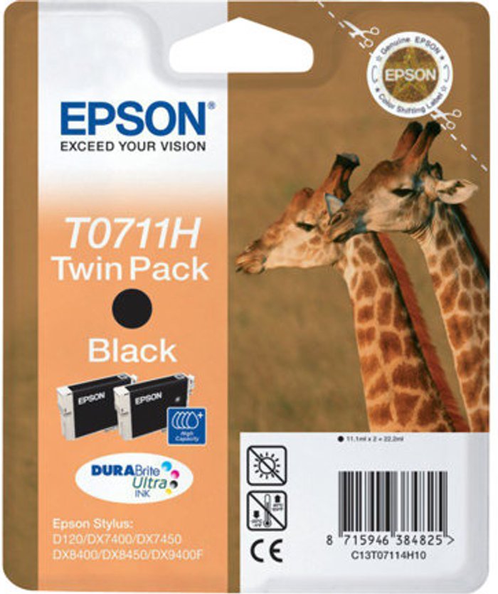 Currys Business | Epson Epson T0711 Twin Pack - 2-pack - high capacity - black - original - ink cartridge Epson Epson T0711 Twin Pack - 2-pack - high capacity - black - original - ink cartridge