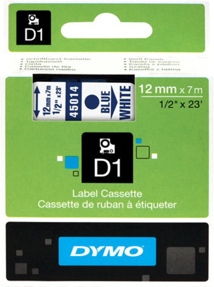 Currys Business | Dymo DYMO D1 - label tape - 1 cassette(s) - Roll (1.2 cm x 7 m) Dymo DYMO D1 - label tape - 1 cassette(s) - Roll (1.2 cm x 7 m)