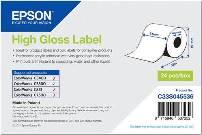 Currys Business | Epson Epson - labels - high-glossy - 1 roll(s) - Roll (5.1 cm x 33 m) Epson Epson - labels - high-glossy - 1 roll(s) - Roll (5.1 cm x 33 m)