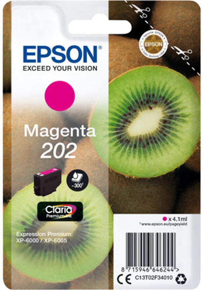 Currys Business | Epson Epson 202 Premium Ink Claria Kiwi Magenta C13T02F34010 Epson Epson 202 Premium Ink Claria Kiwi Magenta C13T02F34010