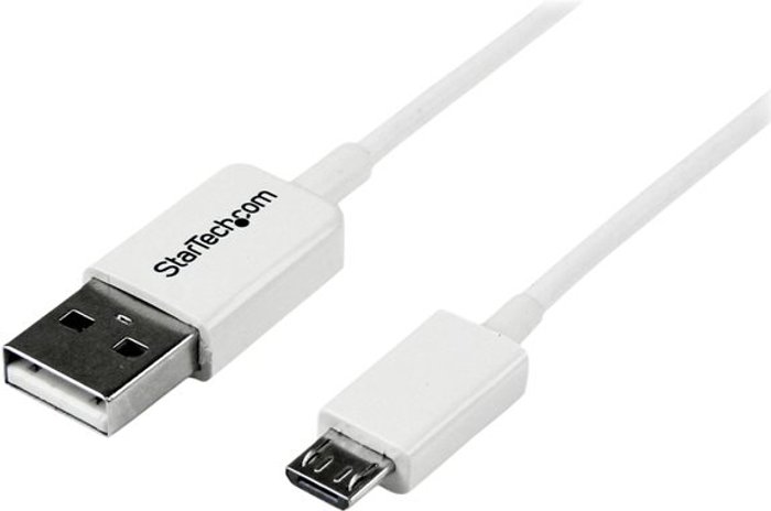 Currys Business | Startech StarTech.com 2m White Micro USB Cable Cord - A to Micro B - Micro USB Charging Data Cable - USB 2.0 - 1x USB A Male, 1x USB Micro B Male (USBPAUB2MW) - USB cabl Startech StarTech.com 2m White Micro USB Cable Cord - A to Micro B - Micro USB Charging Data Cable - USB 2.0 - 1x USB A Male, 1x USB Micro B Male (USBPAUB2MW) - USB cabl