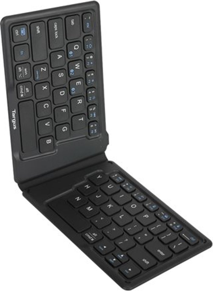 Currys Business | Targus Targus Folding Ergonomic Bluetooth Tablet Keyboard - UK with DefenseGurard Anti-Microbial Protection Targus Targus Folding Ergonomic Bluetooth Tablet Keyboard - UK with DefenseGurard Anti-Microbial Protection