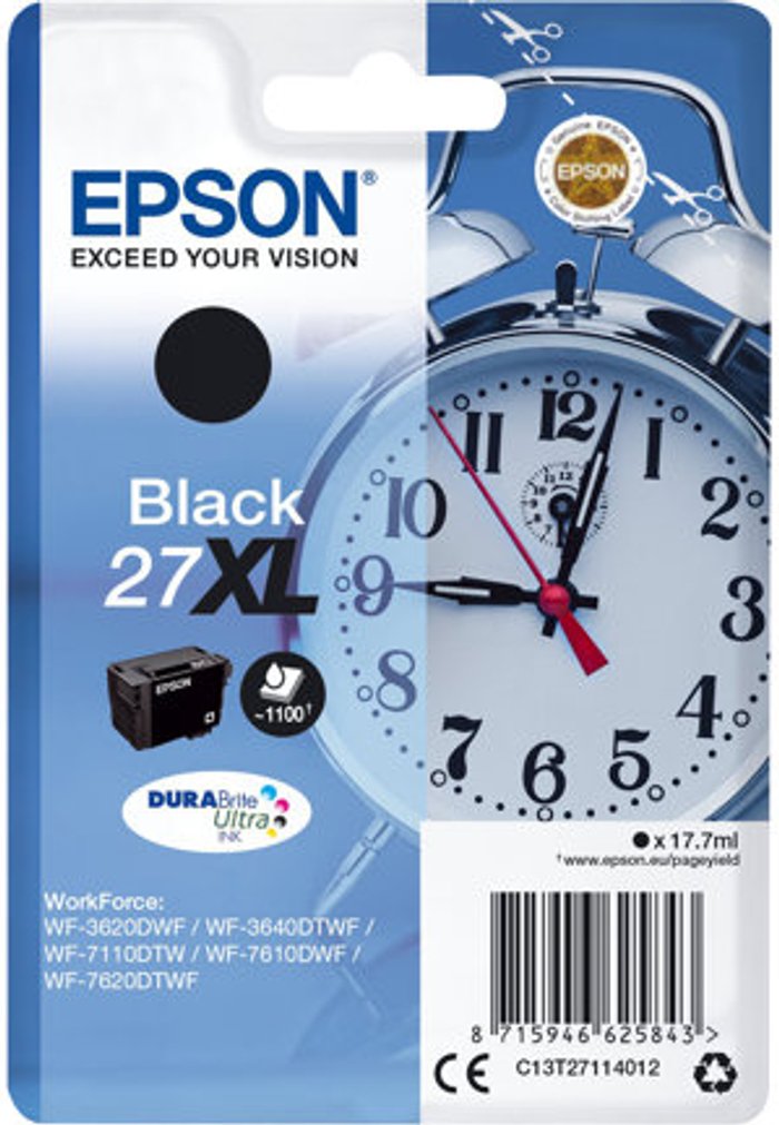 Currys Business | Epson EPSON Alarm Clock 27XL Black Ink Cartridge Epson EPSON Alarm Clock 27XL Black Ink Cartridge