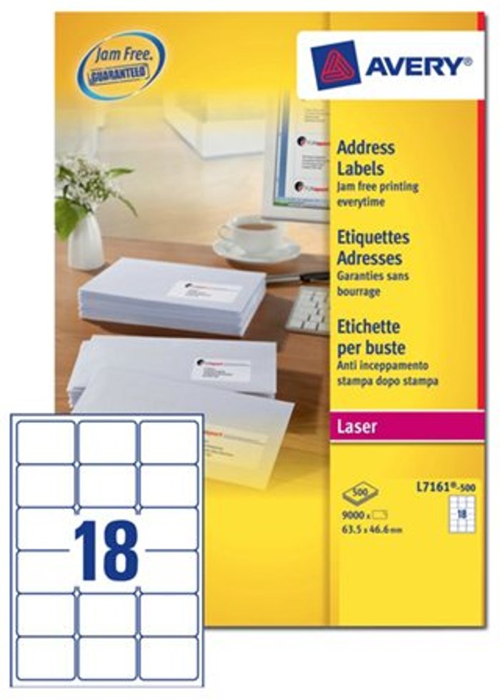 Currys Business | Avery Avery QuickPEEL Addressing Labels - labels - 9000 label(s) - 63.5 x 46.6 mm Avery Avery QuickPEEL Addressing Labels - labels - 9000 label(s) - 63.5 x 46.6 mm