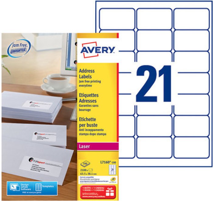 Currys Business | Avery Avery - address labels - 2100 pcs. - 38.1 x 63.5 mm Avery Avery - address labels - 2100 pcs. - 38.1 x 63.5 mm