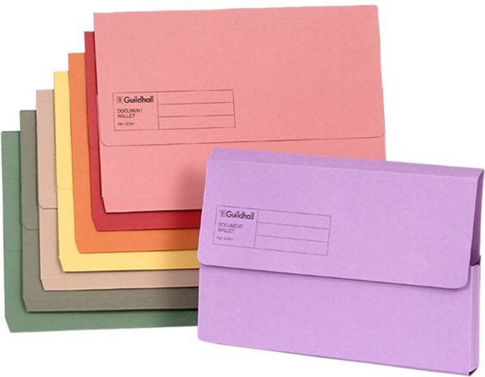 Currys Business | Guildhall Exacompta Guildhall Document Wallet Foolscap Assorted (Pack of 50) GDW1-AST Guildhall Exacompta Guildhall Document Wallet Foolscap Assorted (Pack of 50) GDW1-AST