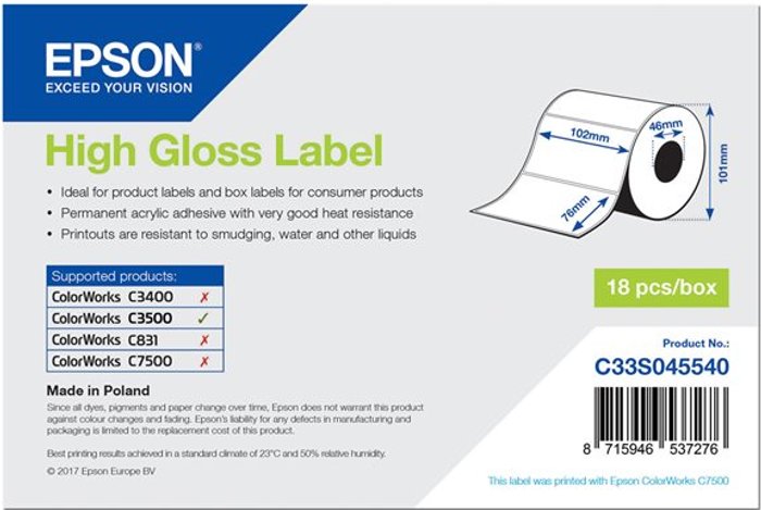 Currys Business | Epson Epson - die cut labels - high-glossy - 415 label(s) - 102 x 76 mm Epson Epson - die cut labels - high-glossy - 415 label(s) - 102 x 76 mm
