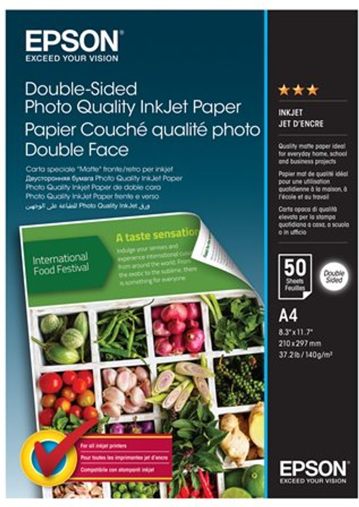 Currys Business | Epson Epson Double-sided Photo Quality Inkjet Paper A4 50 Sheets C13S400059 Epson Epson Double-sided Photo Quality Inkjet Paper A4 50 Sheets C13S400059